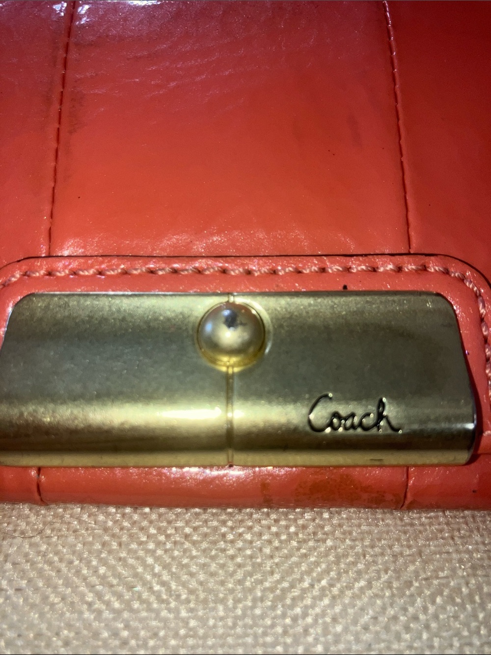 Coach Coral Leather Clutch Wallet with Gold Hardware - Picture 13 of 13